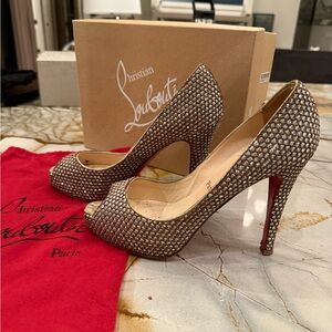 Christian Louboutin size 40 , beaded sequin peep toe heels
